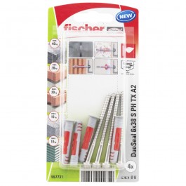 FISCHER DuoSeal 6x38 S A2 K NV vodotesná hmoždinka 4ks/bal. 557731