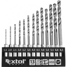 Vrtaky sada do kovu 1,5 - 6,5 s 1/4" &scaron;esťhrann&yacute;m &uacute;chytom