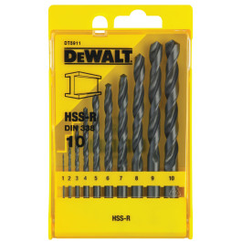 DEWALT DT5911 vrt&aacute;ky do kovu HSS-R 10-dielna sada 1-10mm